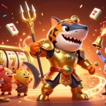 Experience epic wins at Ho88 with a vibrant 3D illustration of a tiger shark in a casino-themed colosseum.