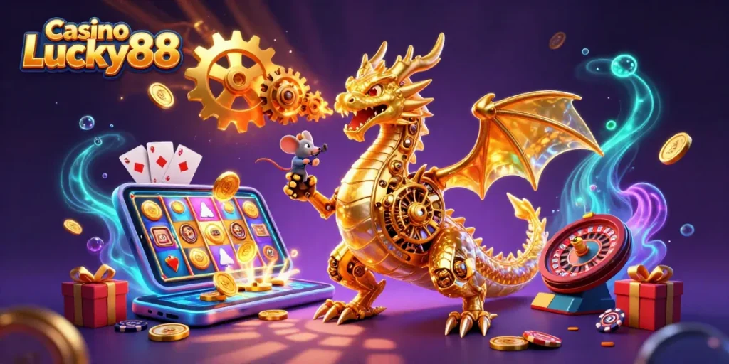 Engage in thrilling Casino Lucky88 experiences with this vibrant 3D illustration showcasing rich gaming elements.