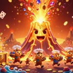 Experience the thrilling eruption of treasures at com's vibrant casino scene featuring treasure elements and playful characters.