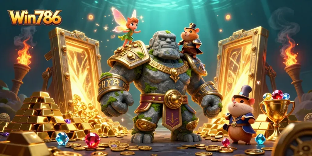 Win786 offers a thrilling gaming experience with dynamic rewards amidst treasure and magic elements.