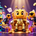 Experience the dynamic world of qs88 gaming with a cartoon mob boss and casino elements.