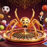 Experience excitement with the nbet casino featuring a golden spider dealer spinning a roulette web.