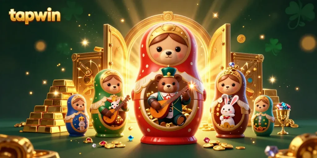 Experience the thrill of tapwin as charming characters celebrate winning in a vibrant casino scene.