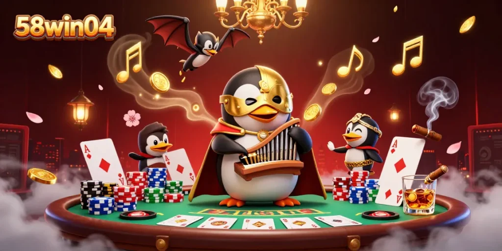 Experience thrilling gameplay at 58win04 with a vibrant casino scene filled with gold and excitement.