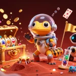 Join the adventure with XO88 as the Martian gecko uncovers a buried golden casino while friends cheer.
