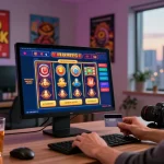 Engaging scene of a player at https://scoarch.org.uk exploring online credit card casinos with vibrant game displays.