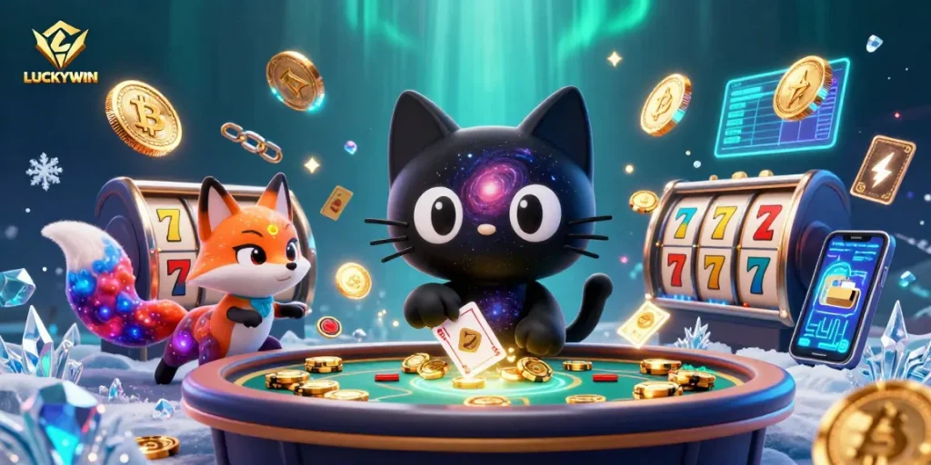 LUCKYWIN brings an engaging casino experience with vibrant characters and lively game elements.