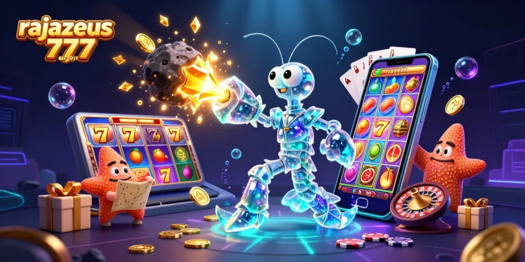 Experience the excitement of rajazeus 777 login with vibrant slot games and epic rewards in a dynamic scene.