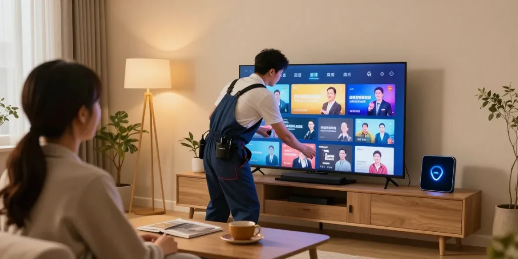 Local services installing smart IPTV for reliable entertainment in the community.