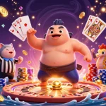 Experience h555's vibrant underwater casino with fugu and catfish amidst dazzling game elements.