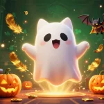 Wager with excitement at XX88's haunted casino featuring a ghost cat and bat companion.