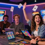 Exciting gameplay at new UK casino sites with players enjoying slots and live games in a vibrant digital environment.