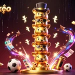 Bet on tỷ lệ kèo with a vibrant totem and dynamic sports betting elements in a 3D illustration.
