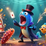 Experience lucky88's vibrant world with unique sea creatures and casino elements in a thrilling jackpot scene.
