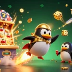 Win big with tx88 at the vibrant casino space featuring colorful slot machines and gold!