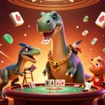 Experience thrilling moments at Nhà cái Jun88 with a vibrant casino scene featuring playful cartoon characters.