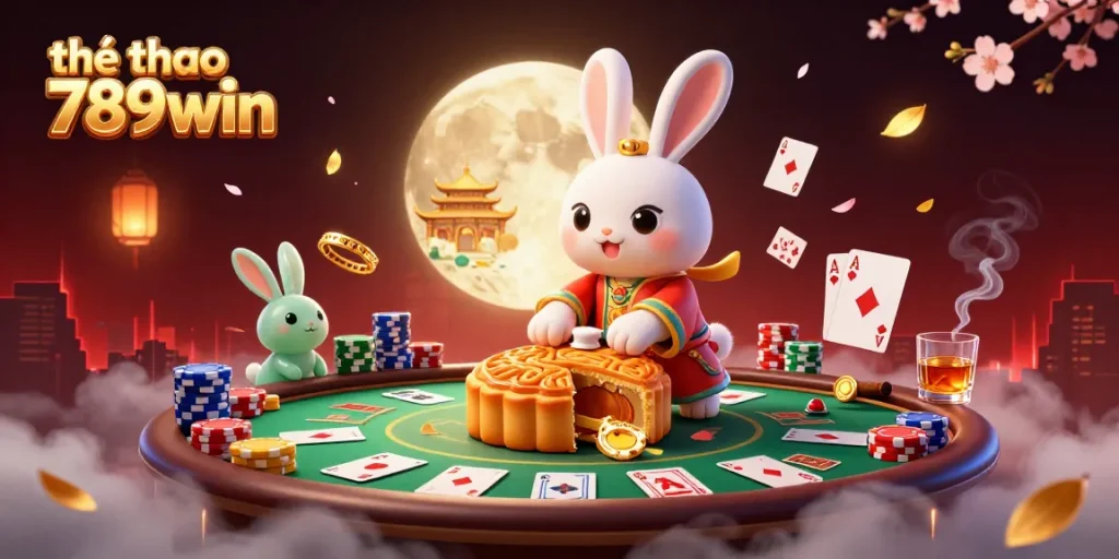 Engage in thể thao 789win with vibrant 3D casino illustration showcasing an enchanting moon scene.