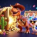 Spin and win at link mm88 with a thrilling 3D casino adventure illustration featuring dynamic characters.