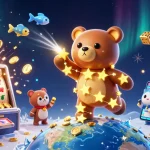 Experience the excitement of bancaxeng with golden coins and fish in a vibrant casino-themed illustration.