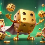 Experience the action of 78Win with lively casino scenes featuring golden dice golems and slot elements.