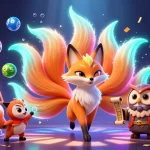 Engage with slot gacor malam ini in a vibrant gaming illustration featuring a whimsical fox and wise owl.