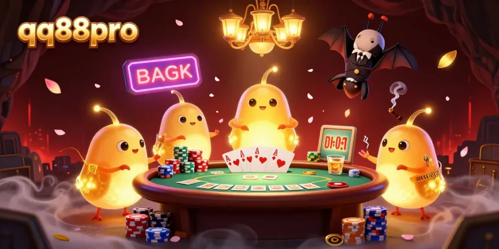 Experience thrilling moments at qq88pro with a lively 3D illustration of glowworms lighting up a gambling cave.