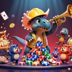 Celebrate exciting wins at bk33 with a vibrant casino-themed 3D illustration showcasing an energetic gambling adventure.