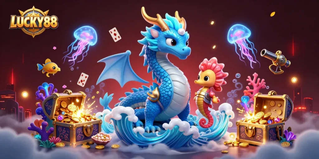 Experience thrilling gameplay with LUCKY88, showcasing an epic underwater casino adventure.