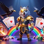 Kèo Nhà Cái showcases a vibrant casino world featuring Norse mythology elements with Odin and ravens among thrilling gaming visuals.