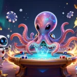 HM88 showcases a vivid scene with a cartoon alien octopus managing a poker table, creating excitement in online gaming.