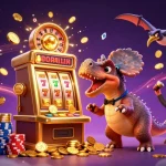 Catch the jackpot with 9au casino's golden slot machine and dynamic casino characters.