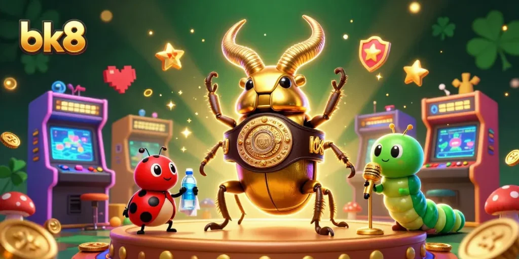 Engage in the vibrant bk8 gaming world with colorful casino-themed characters and arcade elements.