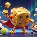 TR88 offers a vivid gaming experience with a vibrant scene of a golden dice golem, dynamic sports balls, and casino elements.