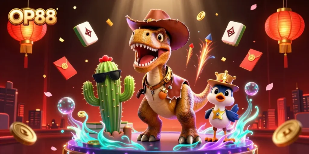 OP88 invites players to enjoy a lively casino scene filled with thrilling gambling elements and vibrant characters.