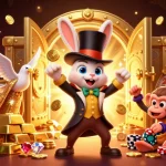 Experience the magic of FABET with a dazzling 3D illustration featuring a magician rabbit and slot treasures.