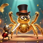 Engage with lv88's vibrant online casino world featuring a golden tarantula and beetle knight in an action-packed scene.