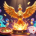 Experience the excitement of SV 88 with golden phoenix and casino elements in dynamic 3D illustration.