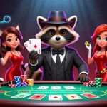 Experience CM88's thrilling poker scene with a suave raccoon, fox lady, and stylish bouncer.