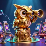 Capture thrilling action at Casino Plus with a vibrant 3D scene featuring a golden owl and gaming elements.