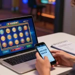 Excited player enjoying 20 free spins on registration no deposit at an inviting online casino.