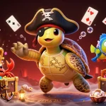 win678 showcases an engaging 3D scene with a cartoon turtle, crab, fish, and exciting casino elements.