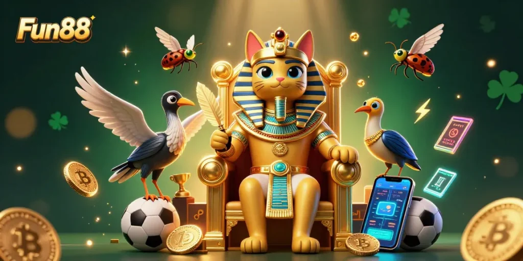 Fun88 engages players with dynamic sports betting elements in a vibrant casino scene.