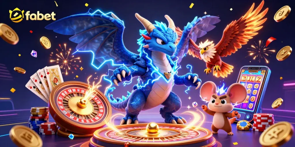 Experience thrilling gameplay at fabet with dynamic scenes of winning casino action and captivating game elements.