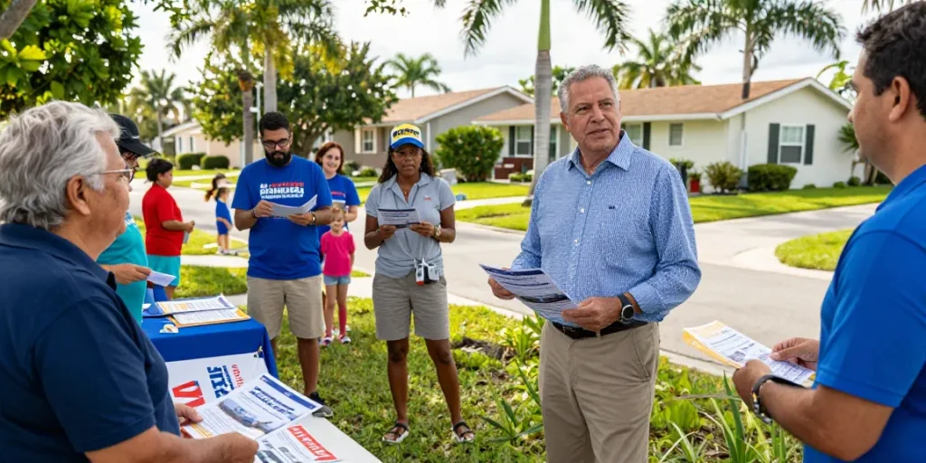 Casey Askar engaging with voters in a Florida neighborhood during his campaign.