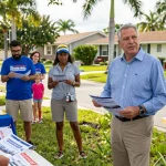 Casey Askar engaging with voters in a Florida neighborhood during his campaign.