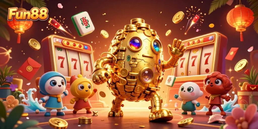 Engage with Fun88's exciting gaming experience featuring vibrant 3D casino elements.