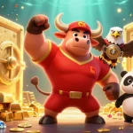 Bancatai players winning big with a vibrant scene of casino treasures and mascots in action.