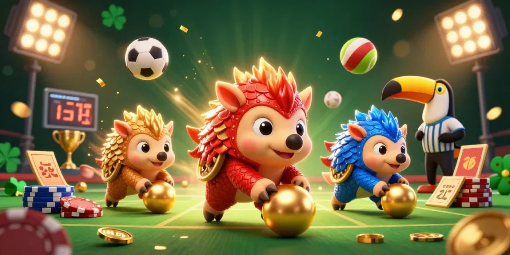 Watch 789b rival pangolins compete in a thrilling casino game with vibrant sports elements.