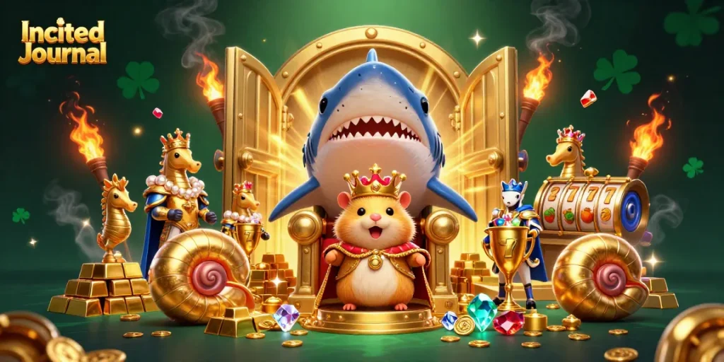 Incited Journal showcases a fierce hamster king and treasure, bringing luck in casino games.