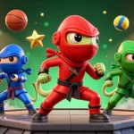 Experience thrilling gaming at ALO8 with colorful chameleons, sports elements, and vibrant action.